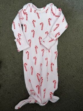 Candy Cane Print Pink Baby Sleep Gown - Holiday Kids Pajamas